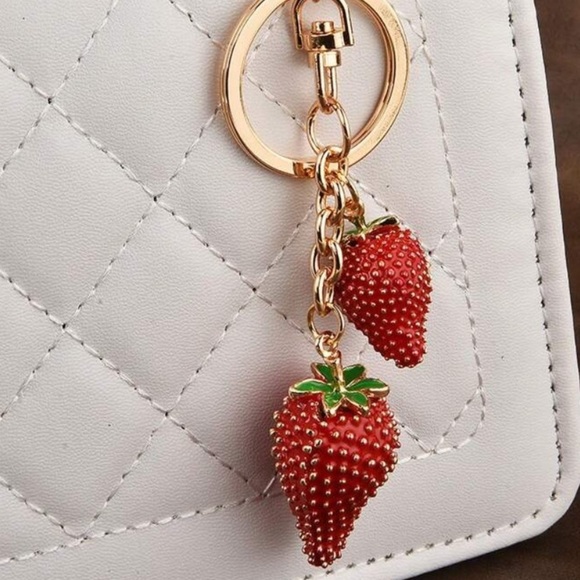 Strawberry Purse Bag Keychain Charm - Picture 2 of 3